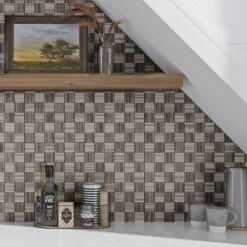 Sticks Wooden Beige Marble Mosaic Tile