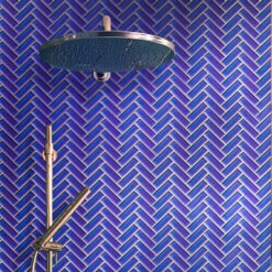 Cobalt Blue Herringbone Glass Tile
