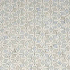 Roman Flower Blue Celeste Marble Mosaic Tile - AS IS