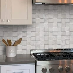 Textured Carrara Brick Marble Mosaic Tile