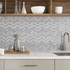 Textured Carrara Chevron Marble Mosaic Tile