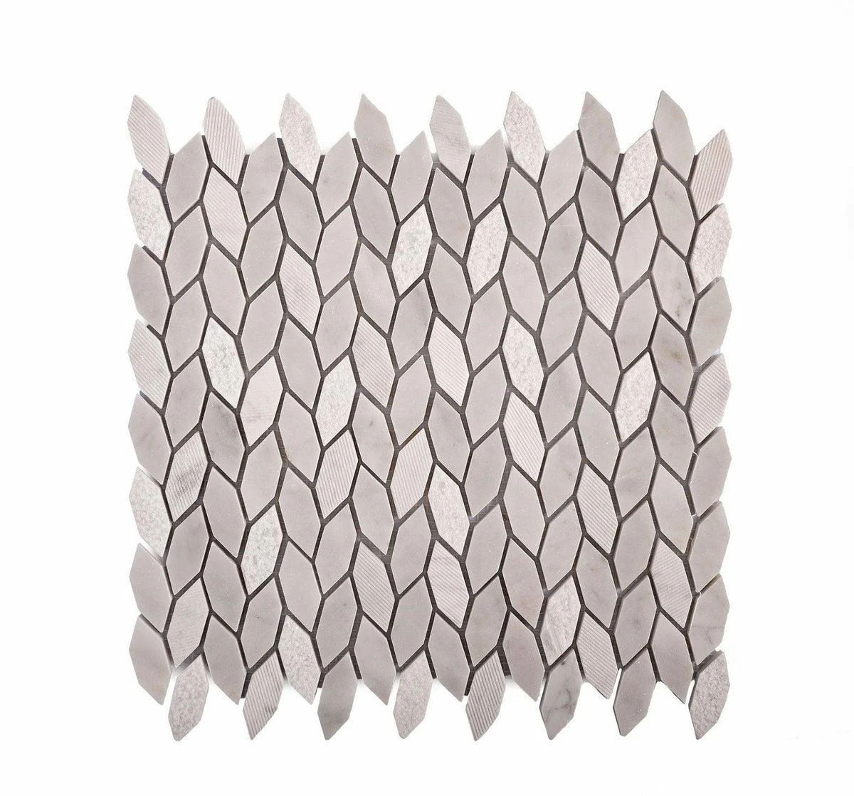 Textured Carrara Leaf Marble Mosaic Tile - Image 4