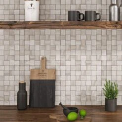 Textured Wooden Beige Brick Marble Mosaic Tile