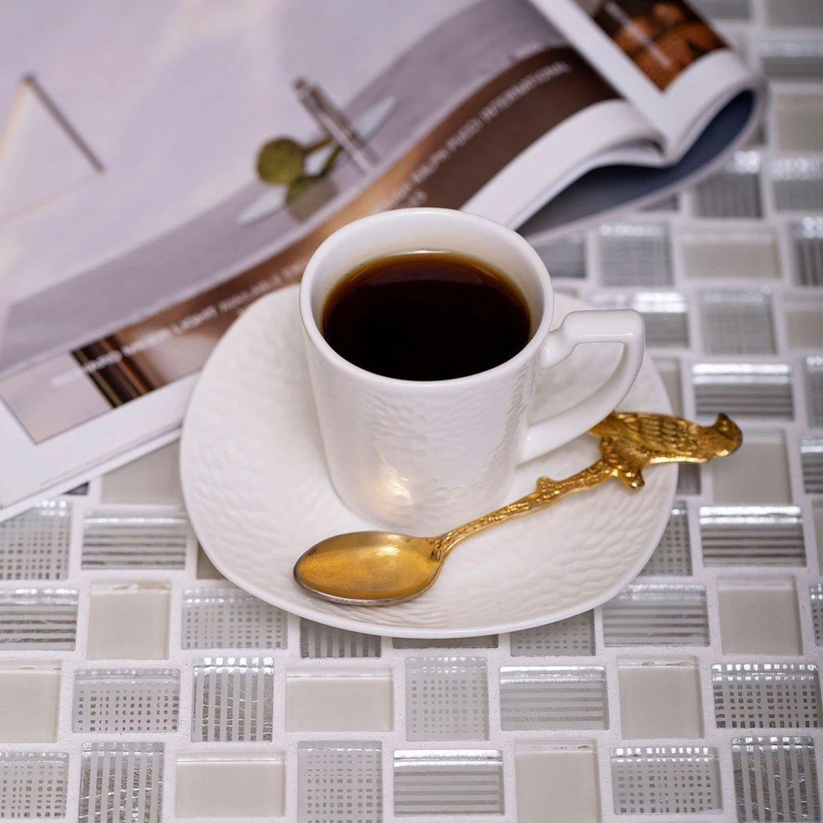 Mini Brick White Glass Mosaic Tile - Image 2