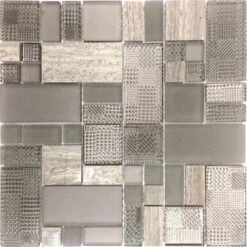 Versailles Athens Grey Marble And Glass Mosaic Tile