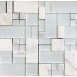 Versailles Pearl White Marble And Glass Mosaic Tile
