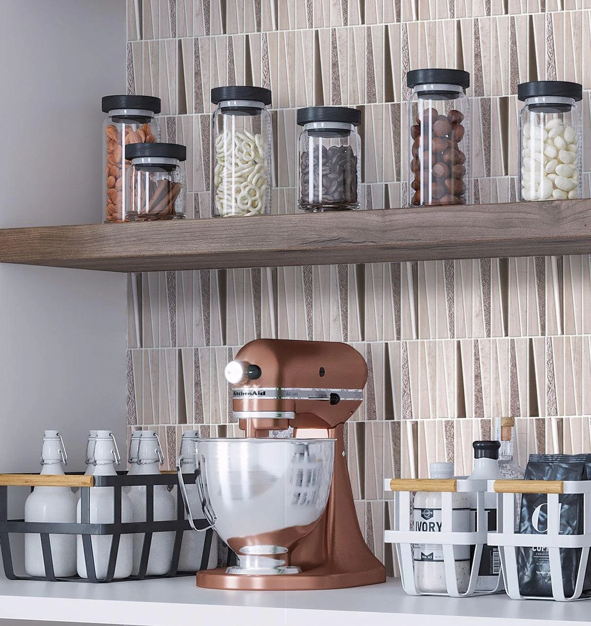 Villa Pyramids Gray Marble & Glass Mosaic Tile - Image 2