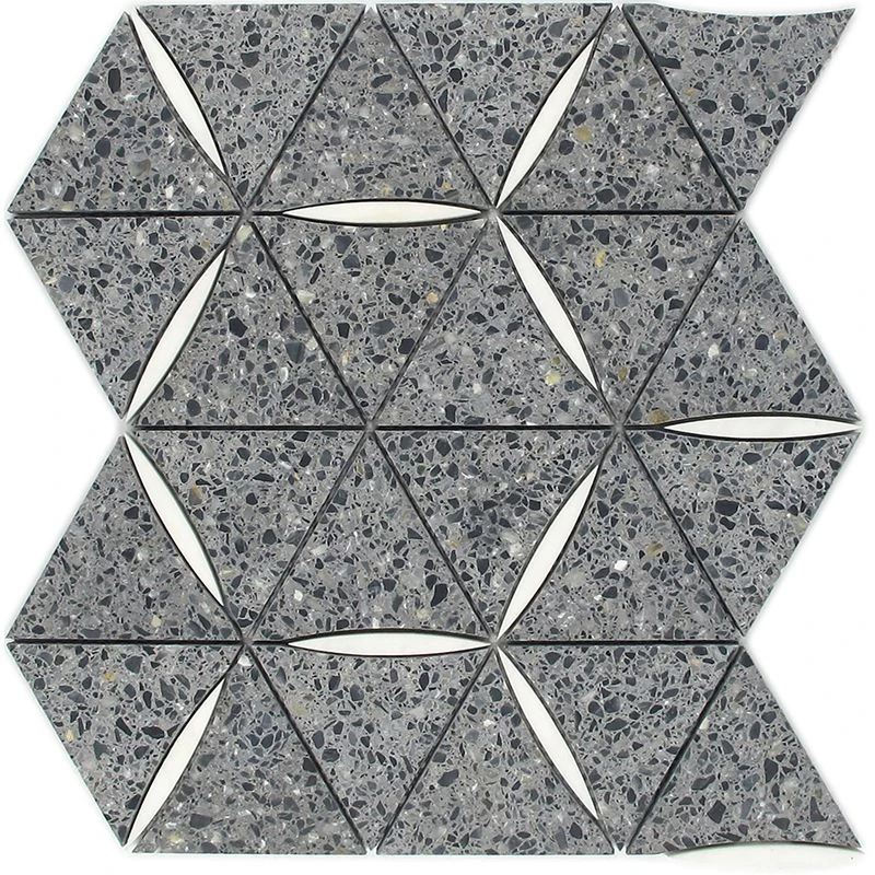 Gray And White Terrazzo Geometric Mosaic Tile