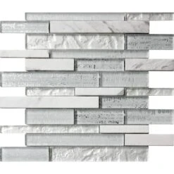 Waterfall Journey White Linear Glass Mosaic Tile