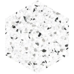 White And Black Terrazzo Hex Porcelain Tile