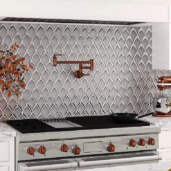 White Deco Fan Glass Mosaic Tile