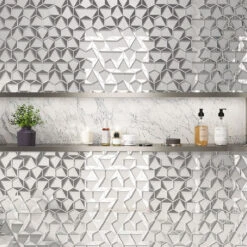 White Deco Hex Glass Mosaic Tile