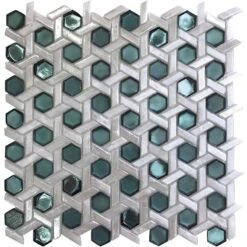 White Emerald Weaved Hexagon Glass Mosaic Tile