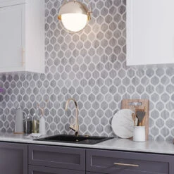White & Grey Lantern Marble Mosaic Tile
