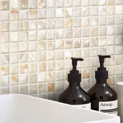 White Mother Of Pearl 0.8" Square Mosaic Tile