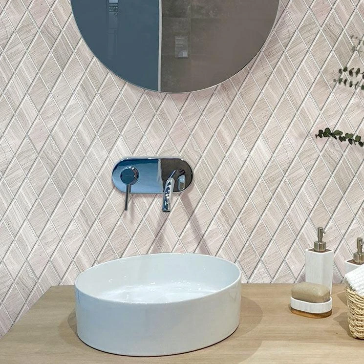 Wooden Beige Diamond Marble Mosaic Tile - Image 4
