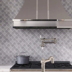 White Etched Arabesque Mosaic Tile